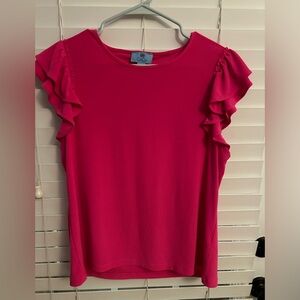 Hot pink ruffled sleeve blouse